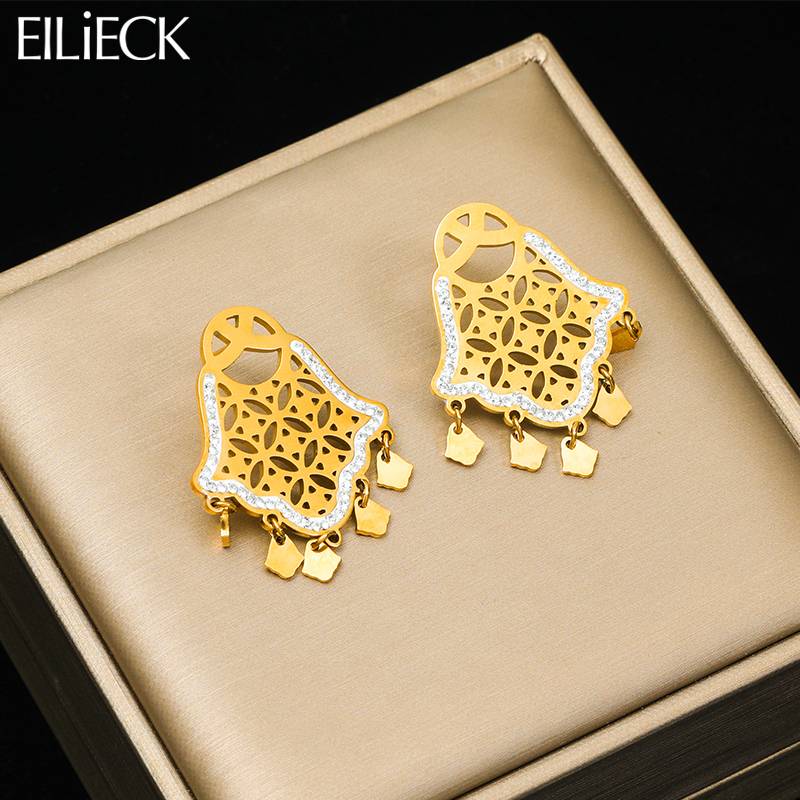 ER627 Stainless Steel Vintage Palm Eye Pendant Earrings For Women Girl Fashion Creativity Ear Jewelry Party Wedding Gift