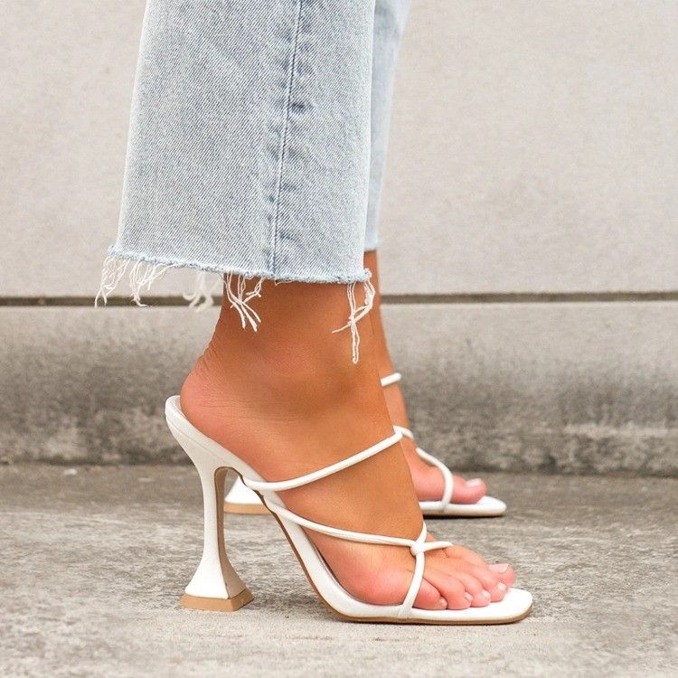 Wine glass, high heel, thin strap sandals, women's cross-border trade, thin heel, high heel, open-toe flip-flops, European and American fashion sandals