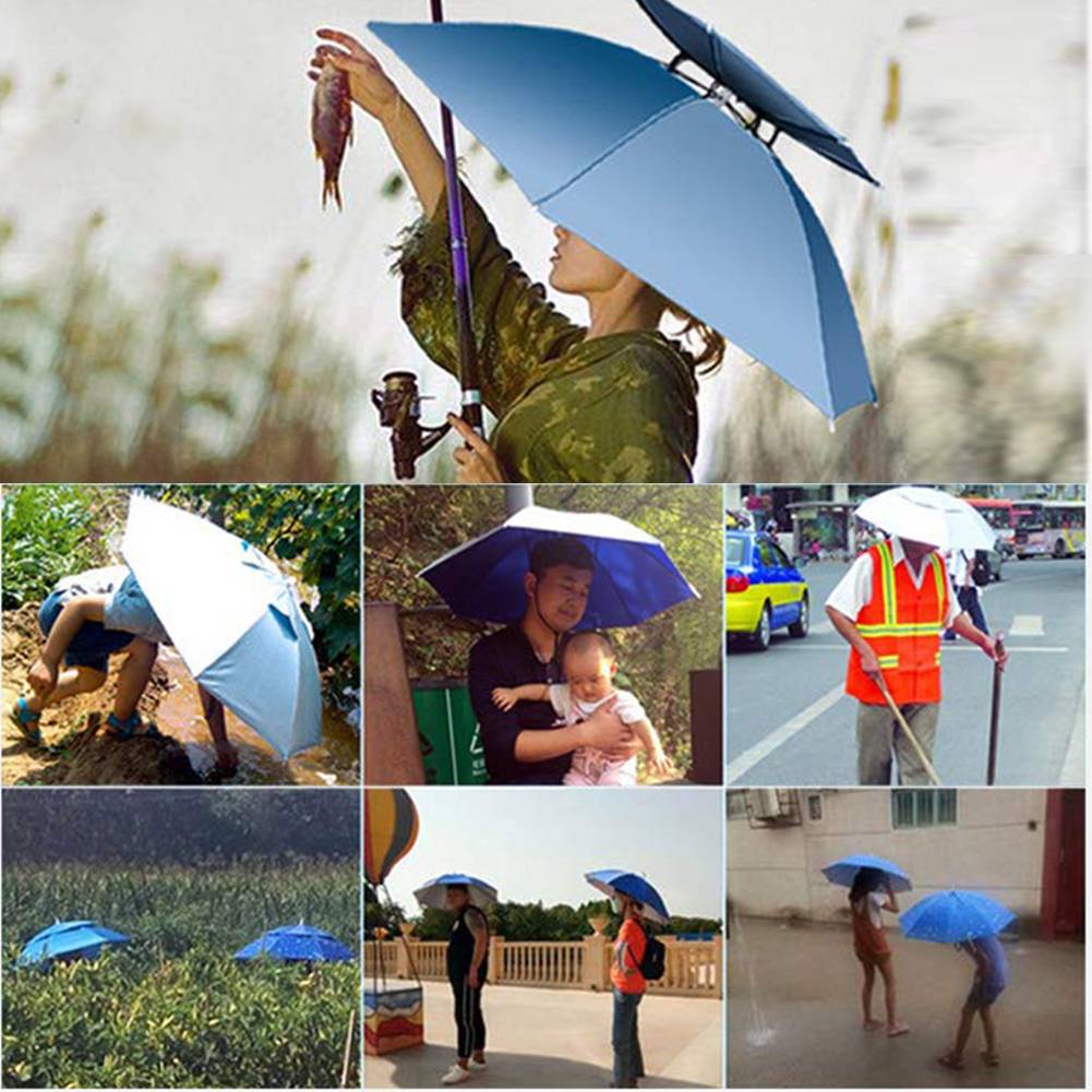 AKAKD Seasonal new umbrella hat head umbrella hat fishing head sun umbrella outdoor tea picking sanitation sun protection bucket hat umbrella fishing umbrella folding large single layer
