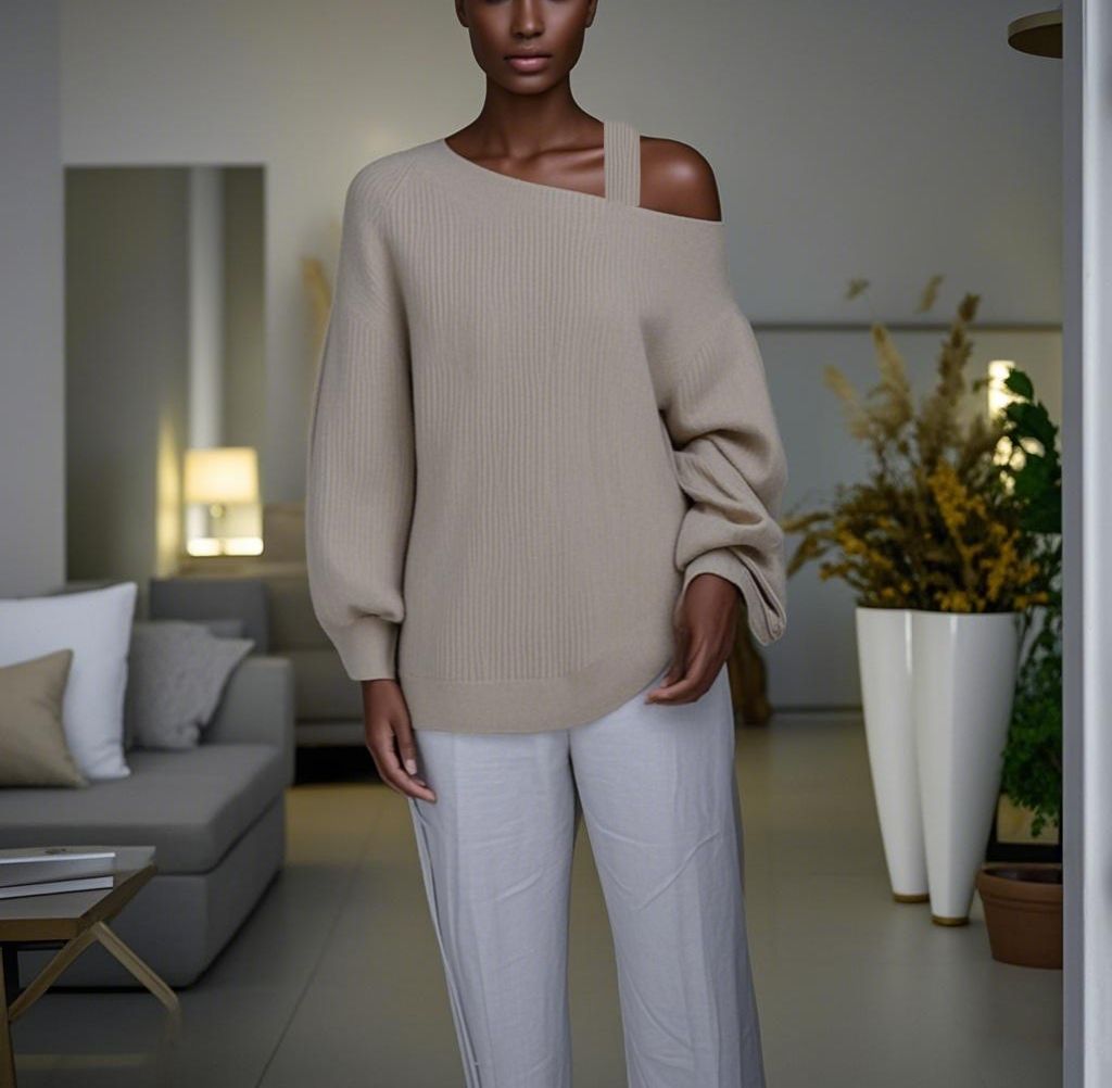 Wool knit Sweater Round Women's Sweater