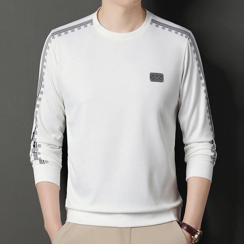 RJ779 Men's Casual Fashion Simple Pattern Long Sleeve T-shirt