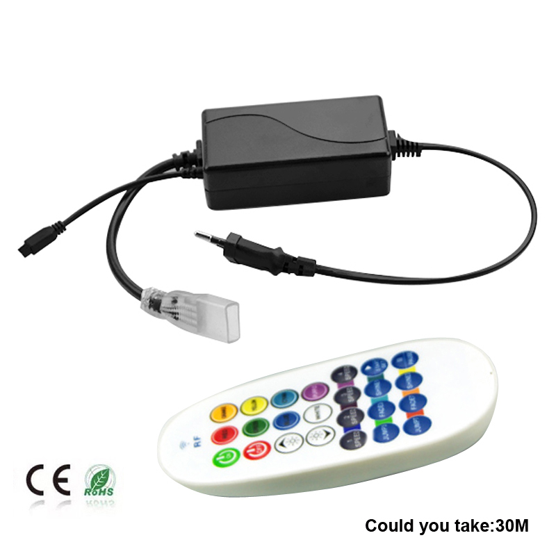 OWL LED Light RGB Remote Controller, AC220V RGB LED strip Controller With 24 Key Remote High Voltage LED Strip RGB Controller 24key RGB ir rimote controller,High Voltage Wireless Remote Control, Double Connection Pin Size 10MM for 5050 2835 RGB Strip Rope