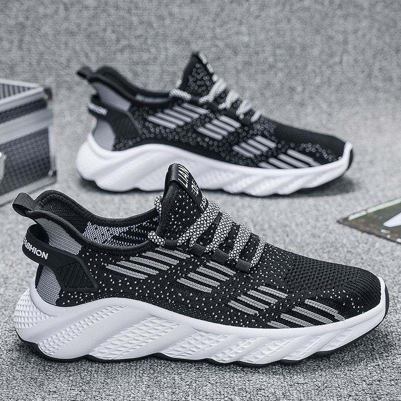 2024 autumn new breathable men's sneakers mesh men's shoes casual shoes men's fashion flying woven running shoes AD128
