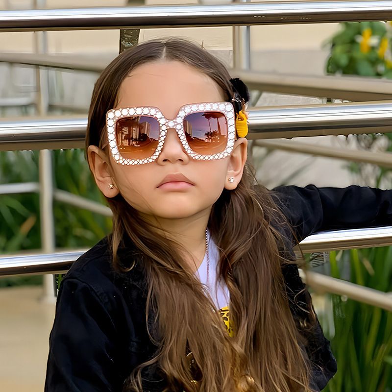 2360 Children's Square Frame Bling Sunglasses Fashion Kids Sunglasses Baby Beach Sunglasses