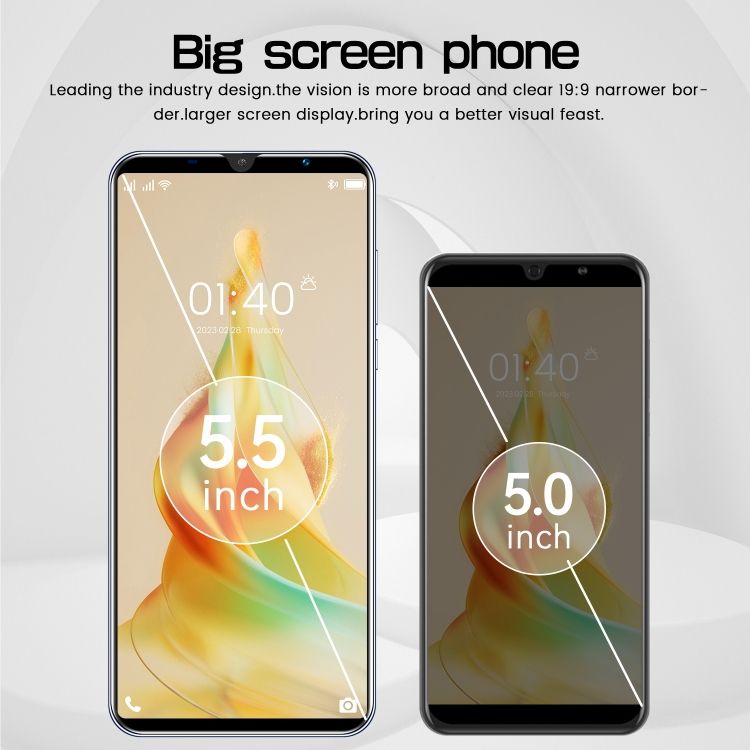 Smart phone Rino9 5G 5.5 inch full screen infinity o screen 16GB