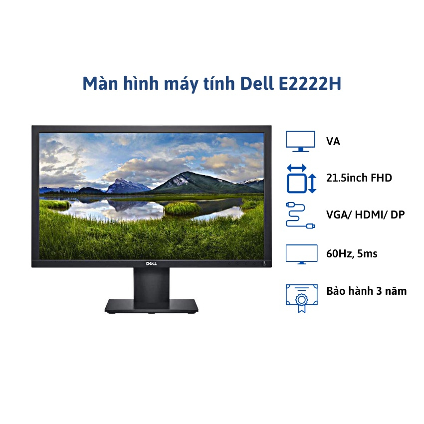 MONITOR DELL 21.5” E2222H VGA-DP 3YS