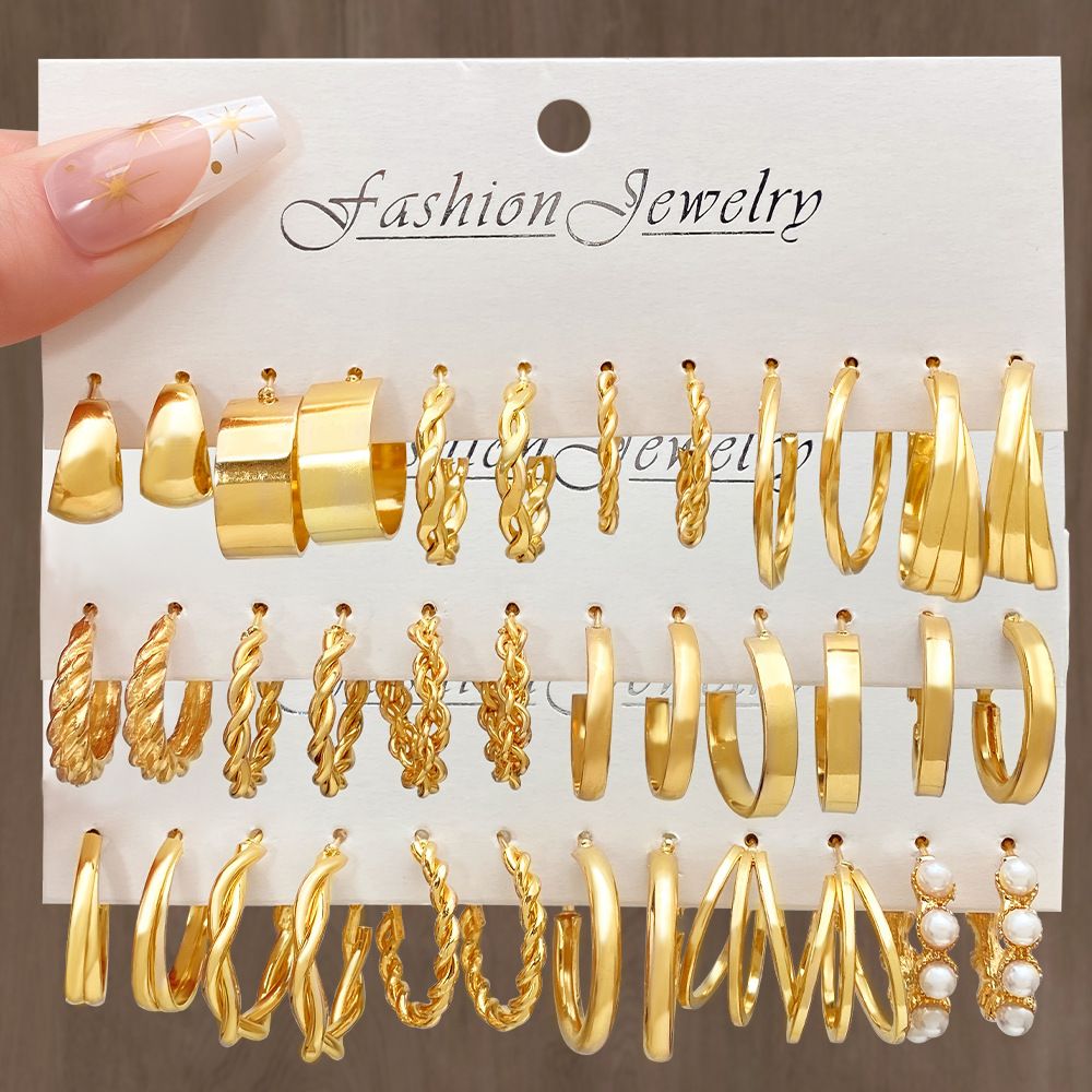 Gold Hoop Earrings Set for Women Multipack Fashion Dangle Heart Statement Pearl Earrings Jewelry for Birthday Party Gift