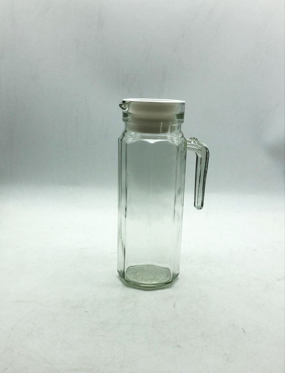 1PCS Quadra Glass Pitcher with Lid and Spout - Transparent Glass Water Pitcher For Iced Tea, Juice, Milk, Cold Brew 