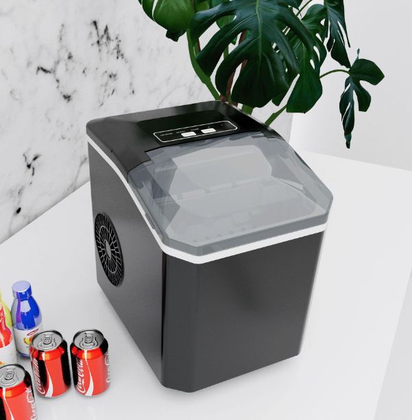  Ice Maker Countertop with Handle, Ready in 6 Mins, Removable Top Cover, Auto-Cleaning, Portable Sonic Ice Maker with Basket and Scoop, for Home/Party/RV/Camping,ice maker commercial 15KG home small dormitory student intelligent mini fully automatic round ice making machine