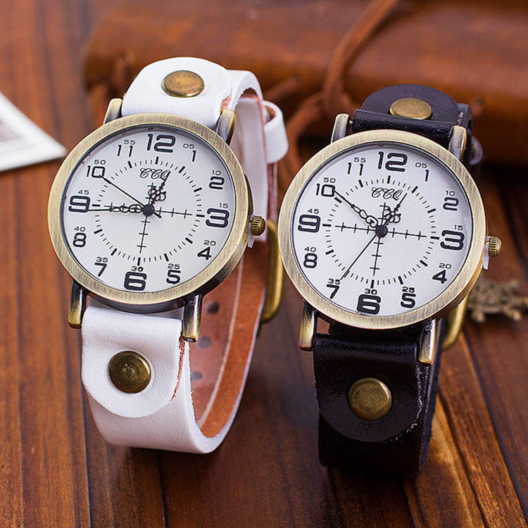 Vintage Genuine Leather Bracelet Watch Fashion Casual Women Quartz Watches Ladies Dress Wrist Watch Clock Gift