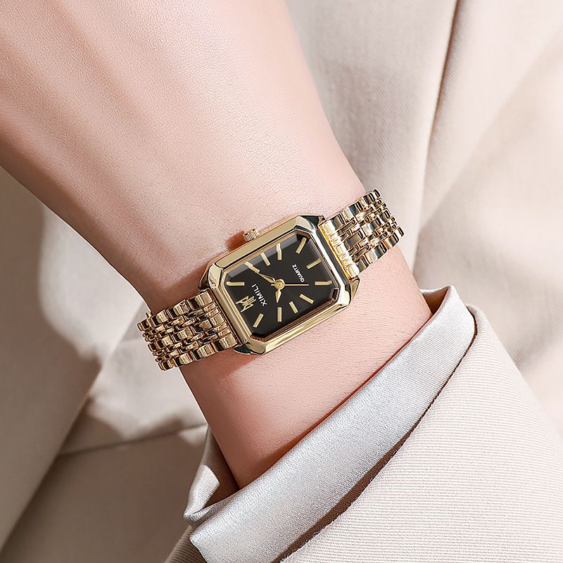 New Light Luxury Steel Belt Women's Watch Female Student Fashion Simple Square Quartz Watch