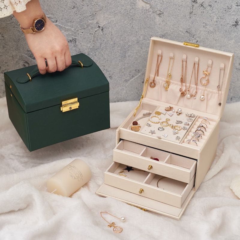 MSY2023-1016 Dustproof Multifunctional Jewelry Storage Box, Lockable Earrings Necklace Jewelry Box