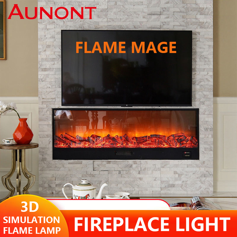 AUNONT simulation flame electric fireplace light, 90W LED custom gift living room European style fireplace decoration cabinet with remote control