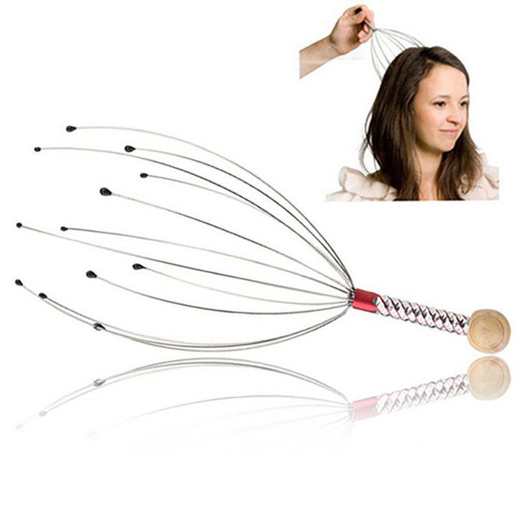 C178 1PC Octopus Head Scalp Relaxation Massage Pain Relief Body Massager Stress Release Relaxing Claw Metal Massager Device Unisex