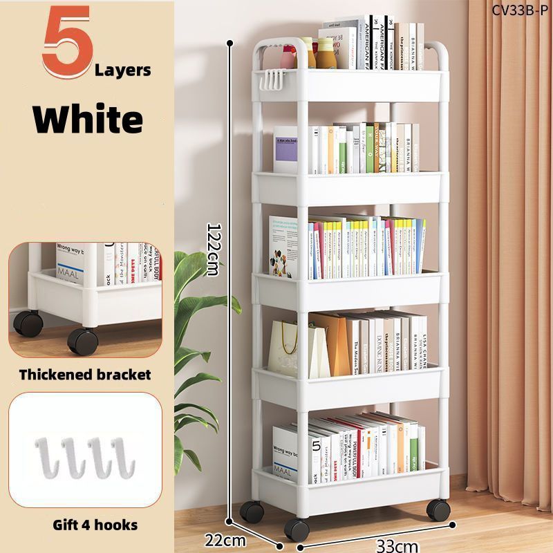 Multi functional, kitchen storage rack, snack rack, bathroom storage rack, movable cart, multi-layer miscellaneous rack free shippingWhite five layers