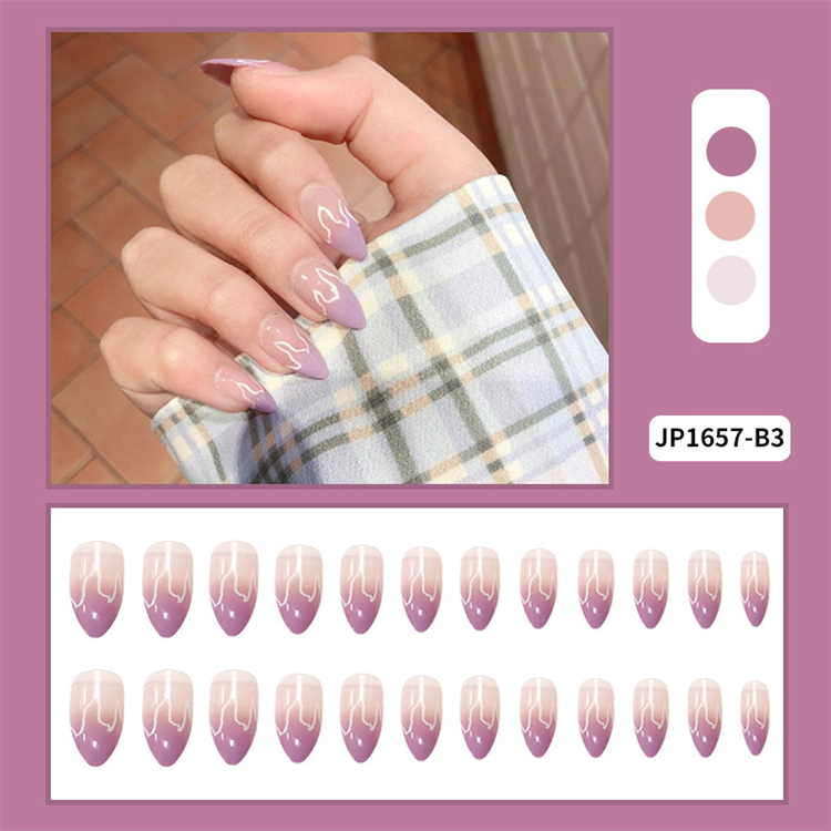 Women Gift wear Nails Blue Fire Print Wearable Nails Fake Nail 