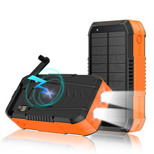 40000 mAh solar powered hand crank charger with built-in cable wireless charging PD 22.5W fast charging mobile power bank
