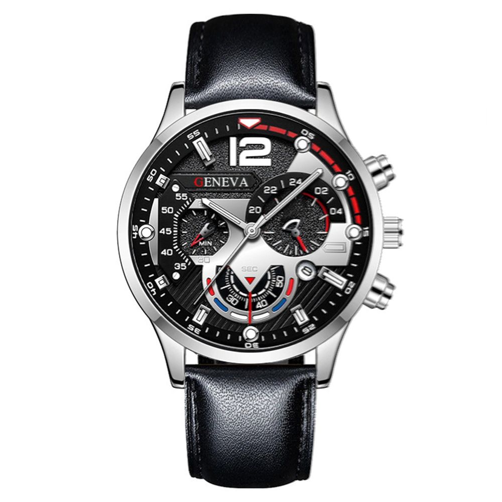Popular men's watches, fashion calendar, six pin belt watch, quartz watch, men's watch, sports luminous watch, wholesale Silver