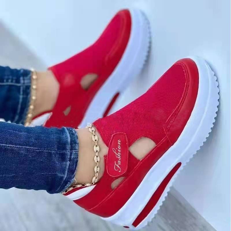 Large size casual single shoes women's new light color Velcro thick sole breathable 78001