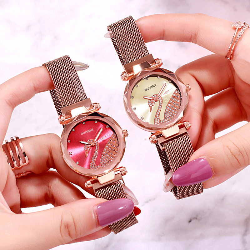 GD168-J Swan Rhinestone Decor Wrist Watches for Women Fashion Steel Strap Analog Quartz Wrist Watch Gifts for Ladies
