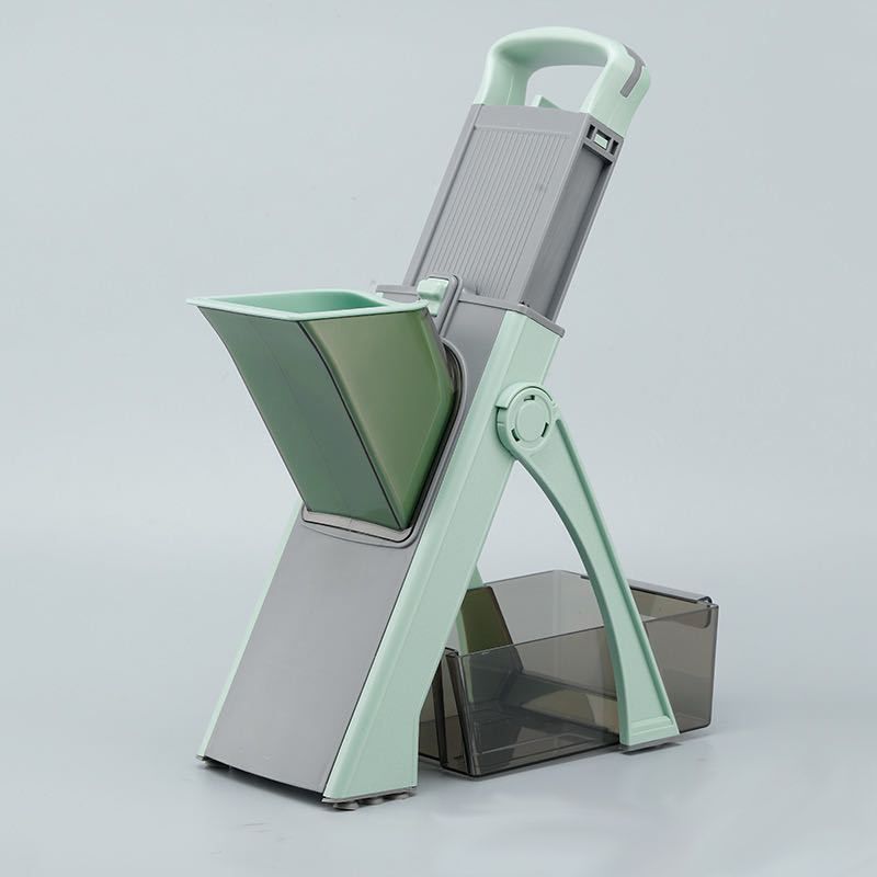 ONCE FOR ALL Upgrade Safe Mandoline Slicer Plus, Biger Size, Adjustable Vegetable Food Chopper Potato Fries Cutter, Detachable Blade, Kitchen Chopping Artifact, Gift (SkyBlue)Green
