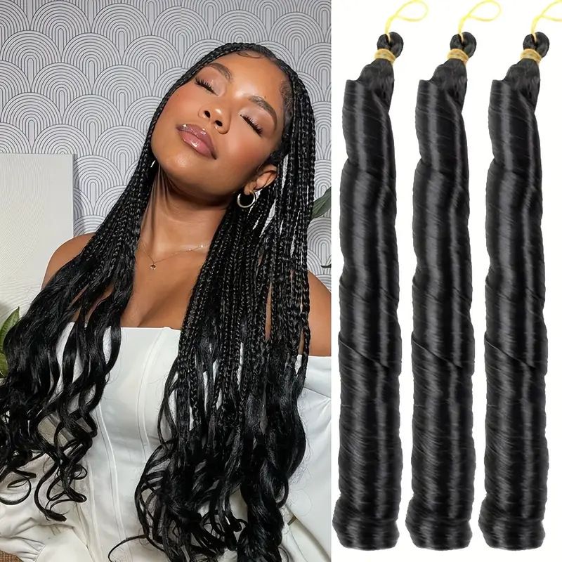 Silky French Pony Style Hair Extensions, Spanish Spiral Curl Loose Wave Crochet Braids, Soft Bouncy Textured Hair, Length 22 To 28 Inches
