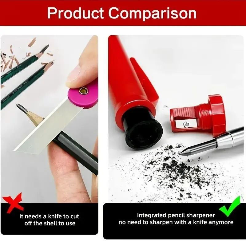 Carpenter Pencil Metal Long Head Deep Hole Professional Engineering Quick Drying Marker Graphite Woodworking Black Red Lineation