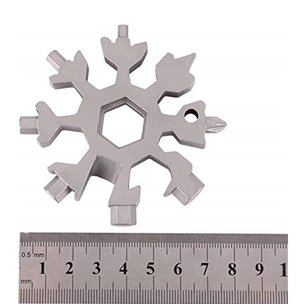 18 In 1 Snowflake Multi Tool, Stainless Steel Beer Bottle Opener, Flat Phillips Screwdriver Kit/Wrench, Outdoor Durable and Portable
