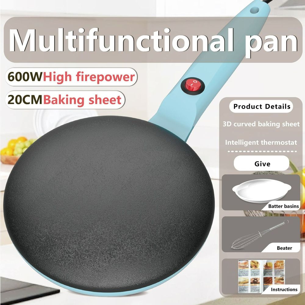 Electric Crepe Maker 8 Inch,  Portable Crepe Maker & Hot Plate Cooktop On/Off Switch, Nonstick Coating, Automatic Temperature Control, Easy To Use For Pancakes, Blintz, Chapati