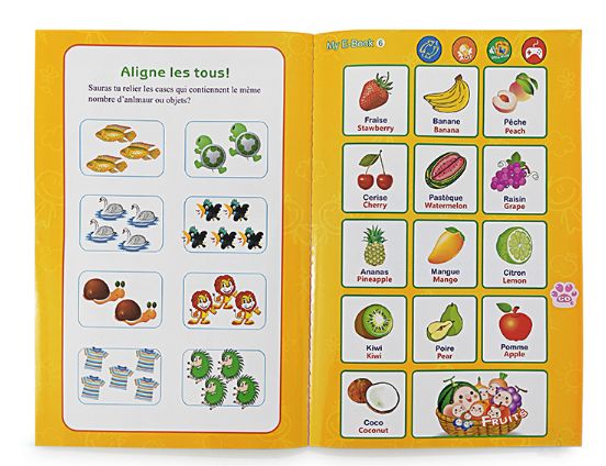 French English Spanish Arabic Talking Learning Book for Kids 2 3 4 5 6 Years Old, Learn French Interactive Audio Sound Books for Toddlers, Francais Educational Electronic Toys, Bilingual Musical Toy New French English finger-pointing reading children's smart learning toy voice calligraphy e-book