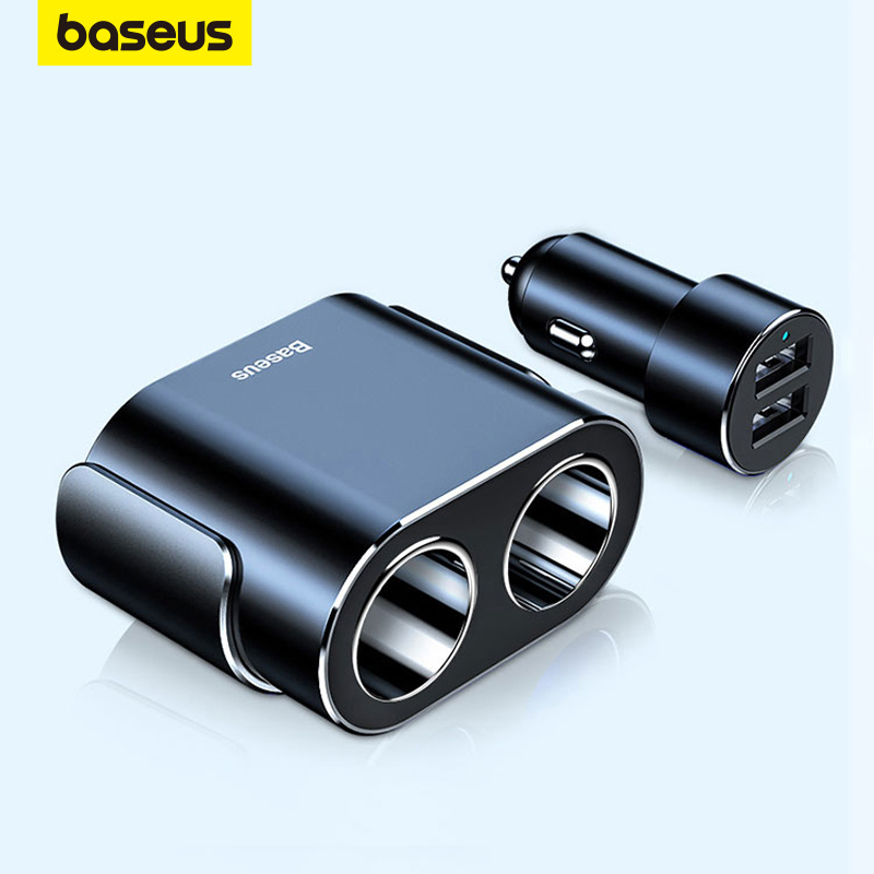 Baseus Car Charger Cigarette Lighter Socket Splitter Hub Power Adapter for iPhone Samsung Mobile Phone Expander Charger DVR GPS