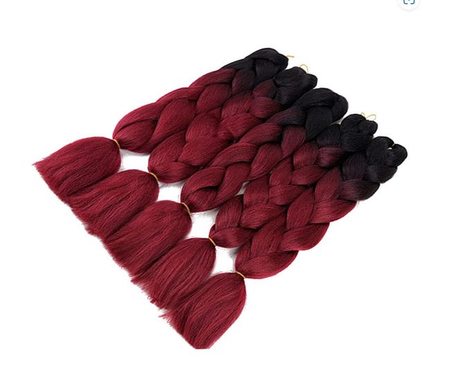 Obaasima Strands OS Ombre Braiding Hair 82" BY8 For Braid And Rasta / Black / Wine
