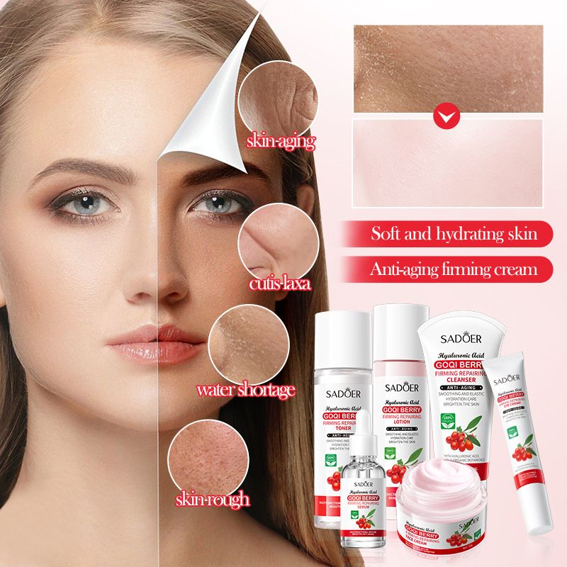 SADOER Goji Berry Anti Wrinkle, Firming and Repairing Set in English, Moisturizing Skincare Product Set