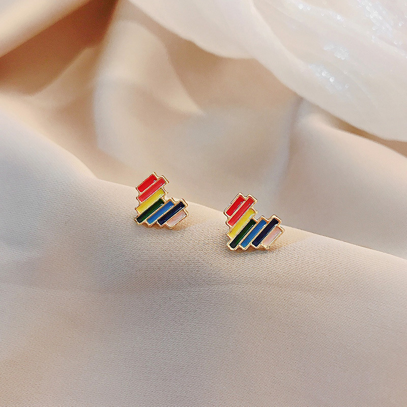 M942 Women Cute Rainbow Love Earrings Jewelry Gift