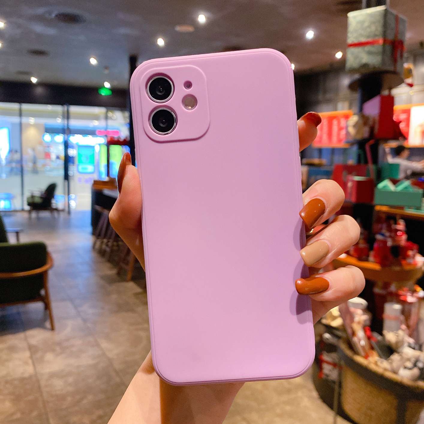 Purple Luxury Soft TPU Silicone Phone Case for iPhone 11 12 13 14 Pro Max Mini Matte Texture Full Camera Protection Cover

