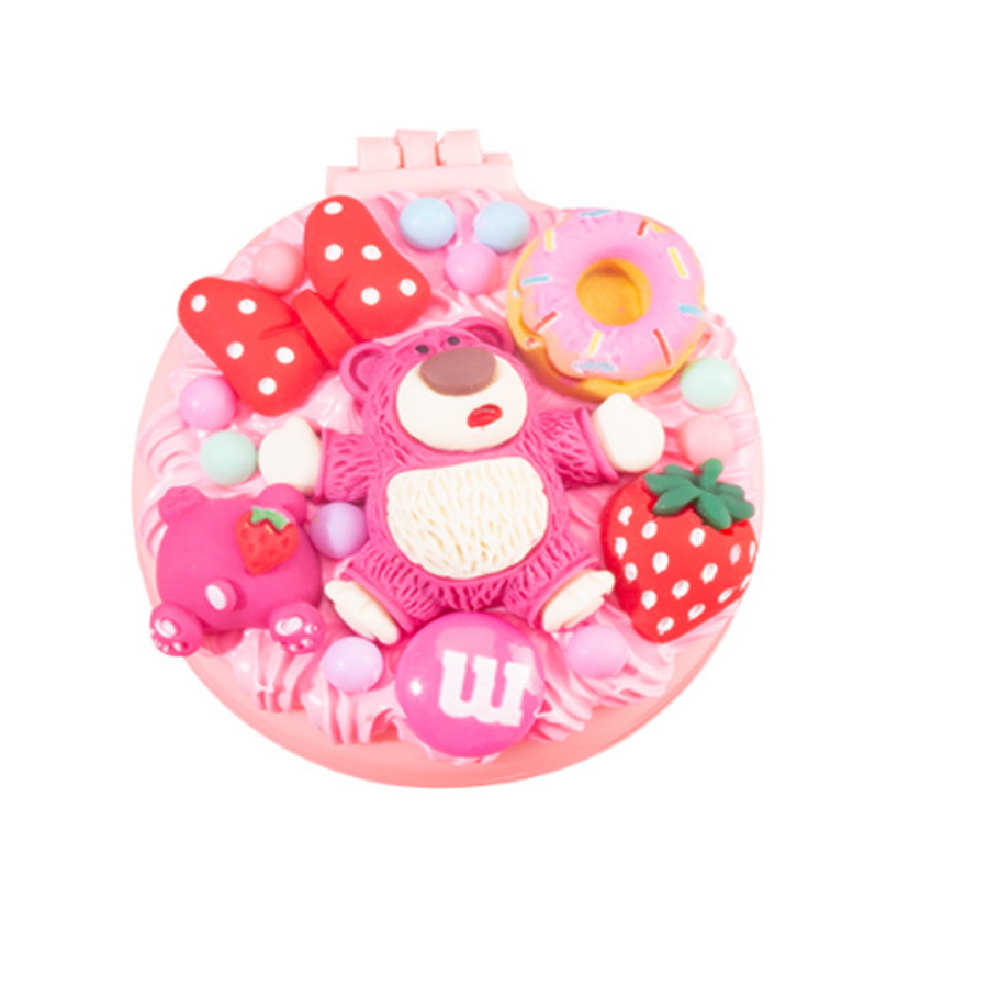 Cartoon Cute Super Cute Mirror Comb One Piece Mini Portable Portable Air Cushion Airbag Comb Cream Gel Comb One Piece Mirror Material Package DIY Material Makeup Mirror