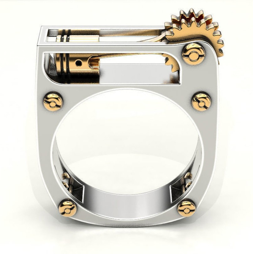 20200 Unique Creative Geometrical Lighter Rings Exaggerated Mix Color Mini 3D Machine Feeling Ring for Couple Men
