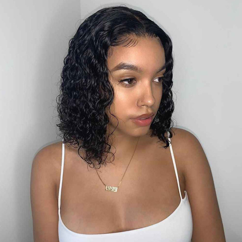 Deep Wave Water Wave Wigs For Black Women Pre Plucked With Baby Hair Frontal Brazilian Remy Curly Human Hair Wig（No Lace Front）
