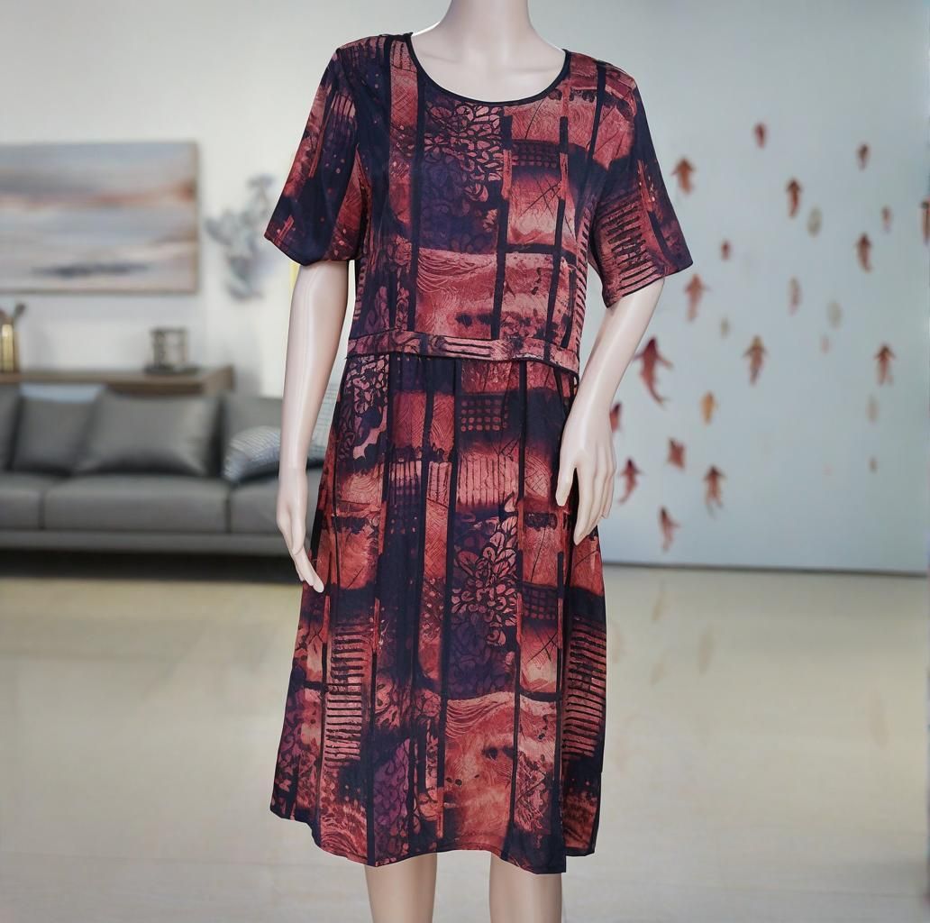 92% Silk Round Neck Printed Women's Dress

