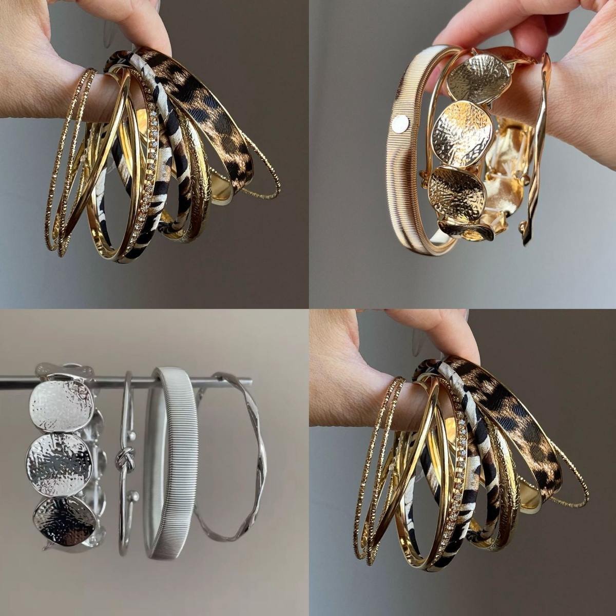Fashion Women Geometric Irregular Bangle Set Creative Wave Knot Design Stackable Bracelets Exaggerated Personality Hand Accessories For Daily Party Outfit