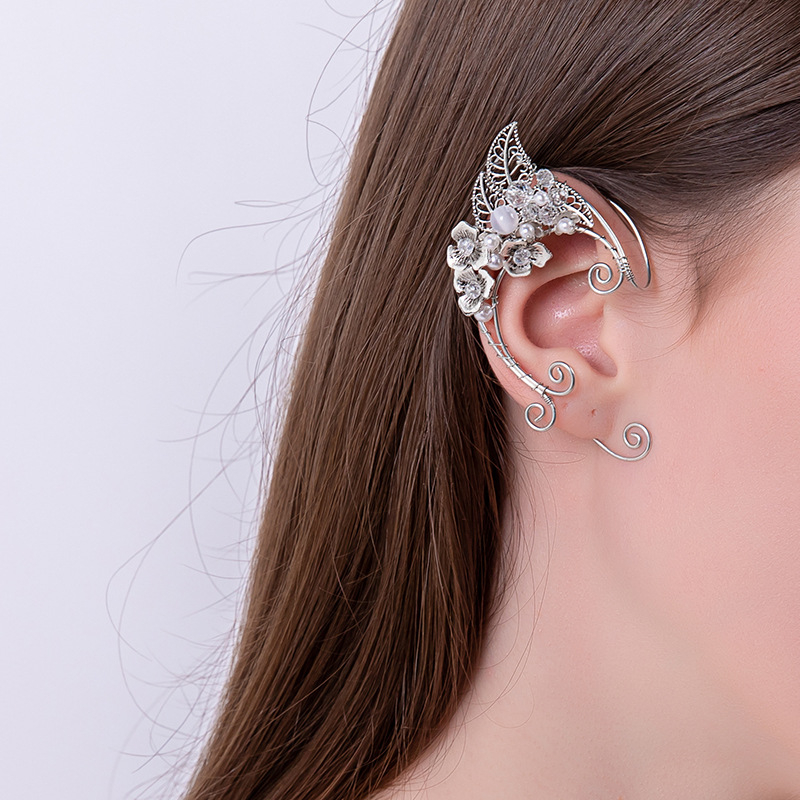  1 pair of elf earhooks without pierced ear flower ear bone clips for men and women