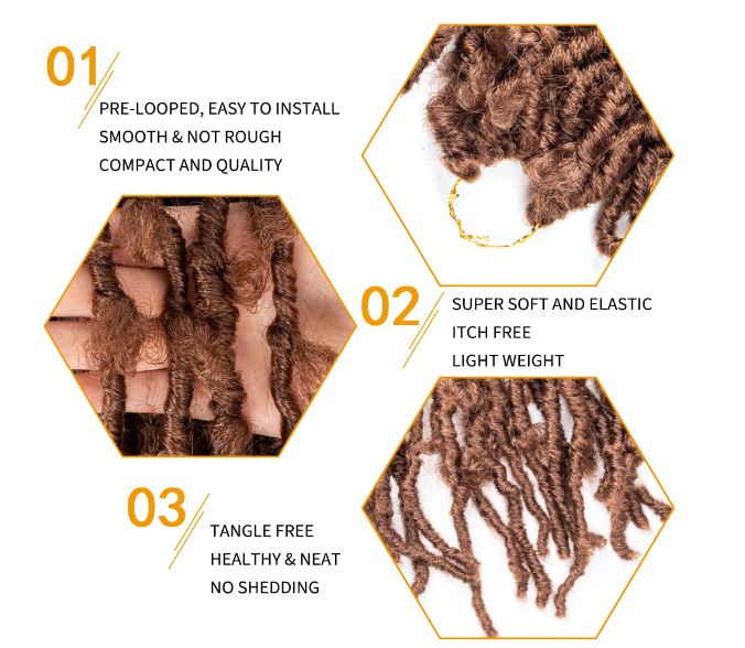 Obaasima Strands Butterfly Locs Crochet Hair Pre Looped Light Weight & Soft Distressed Locs Faux Crochet Braids Natural Hair for Black Women (T30#)