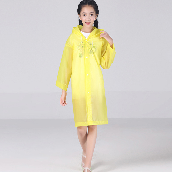 Reusable Raincoat Rain Ponchos with Hood and Elastic Cuff Sleeves for Kids, Size 113 cm x 55 cm