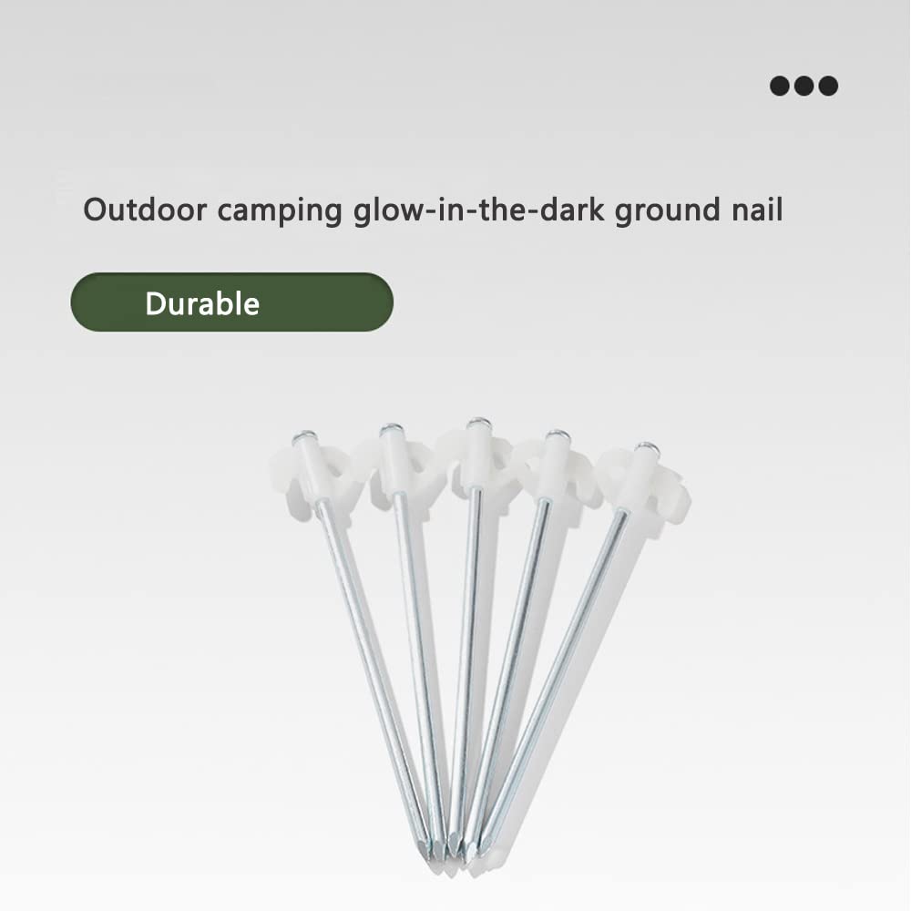 6pcs Tent Stakes Heavy Duty Metal Ground Stake Camping Nails Pop Up Pegs Luminous Garden Stable Fixed Anchor Hook for Outdoor Pile Tarp Traveling Hiking Gear Equipment 8-inch 20CM