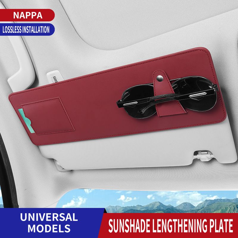 Multi-Functional Car Sun Visor Storage Sleeve, Vehicle Eyeglass Clip & Card Holder, Auto Documents Credentials Storage Pouch Interior Accessories