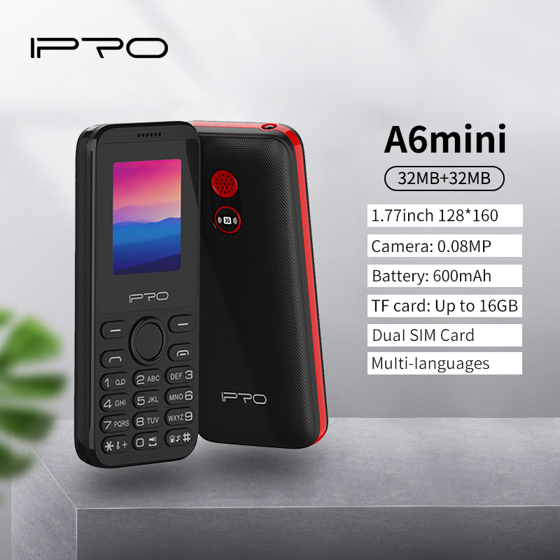 IPRO A6Mini Feature Phone 1.77inch Bar Mobile Phones Cellphone Phone Original Manufacture