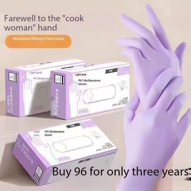 Disposable PVC gloves Waterproof and oil resistant synthetic gloves Anti aging and anti-virus purple gloves