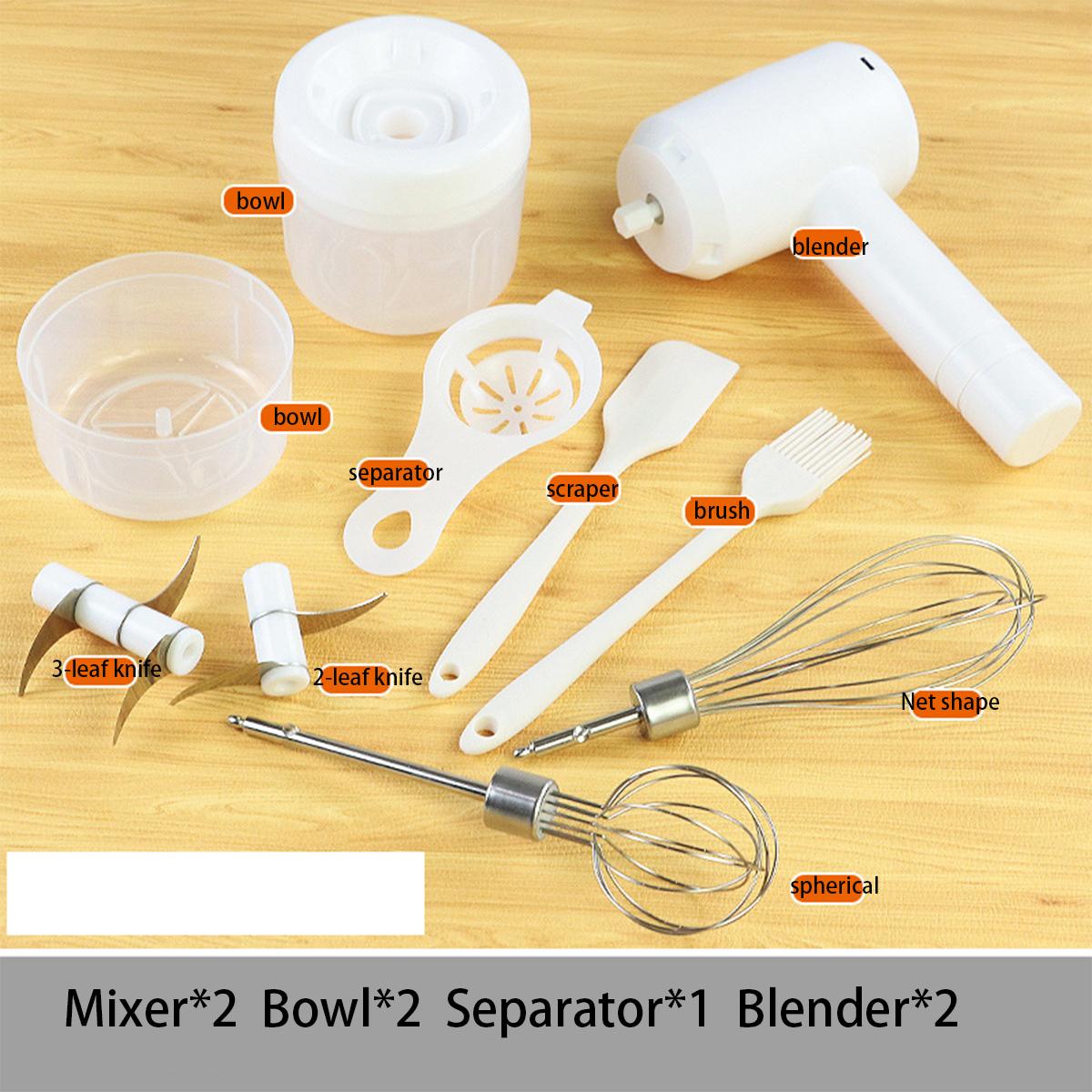 USB Rechargeable Electric Mixer and Egg Beater, Features Egg White Separator and ten Multi-Function Mixing Attachments