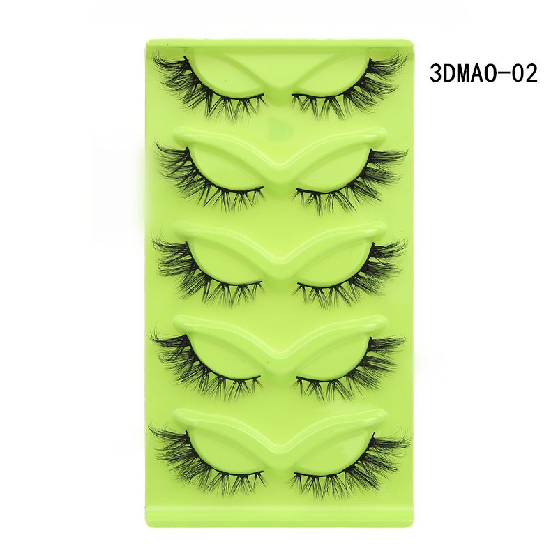 AUNONT Europe and the United States oblique fly 5 pairs of green fox eyes cat eye false eyelashes thick curling simulation fox system eyelashes02