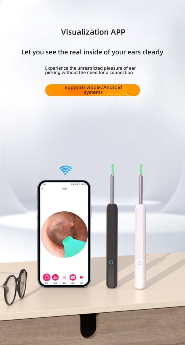  Wireless Smart Visual Ear Cleaner with HD Camera, LED Light, Connects to Phone for Adults & Kids - Safe & Easy Ear Wax Removal Tool 